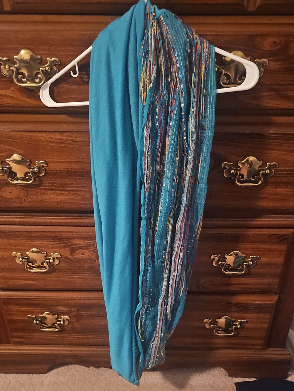 Teal Mixed-Texture Scarf